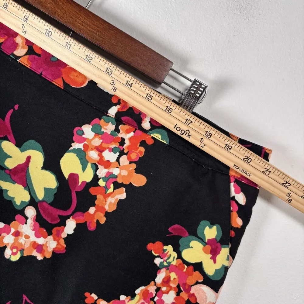 Merona Floral Mini Skirt Size 18 Plus Size Black Multicolor Stretch Cotton